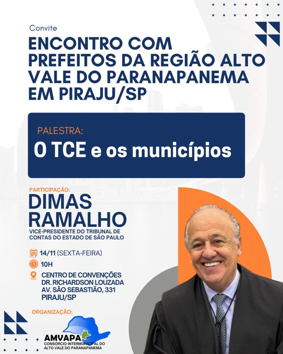 Encontro “O Tribunal de Contas e os Municípios” – Inscreva-se até 11/11